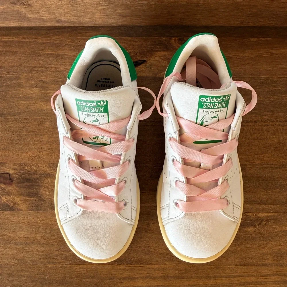 Adidas Stan Smith White Green Pink Kids Sneakers Size 11K FX7524